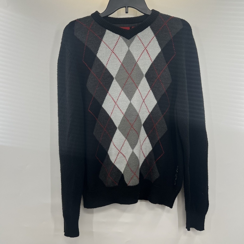 Vintage Vans 90's/Y2K Argyle V-Neck Sweater Wool Blend Men's Size Small